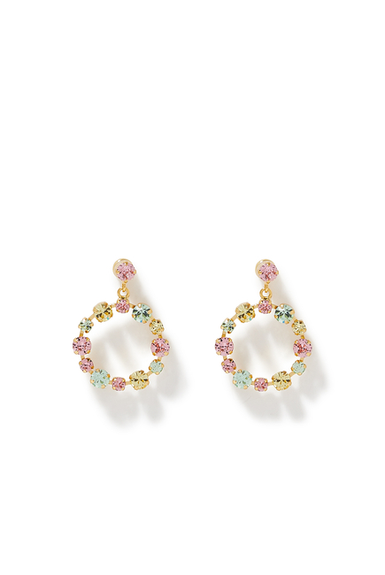 Summer Combo Calanthe Earrings, 18K Gold-Plated Brass & Crystals